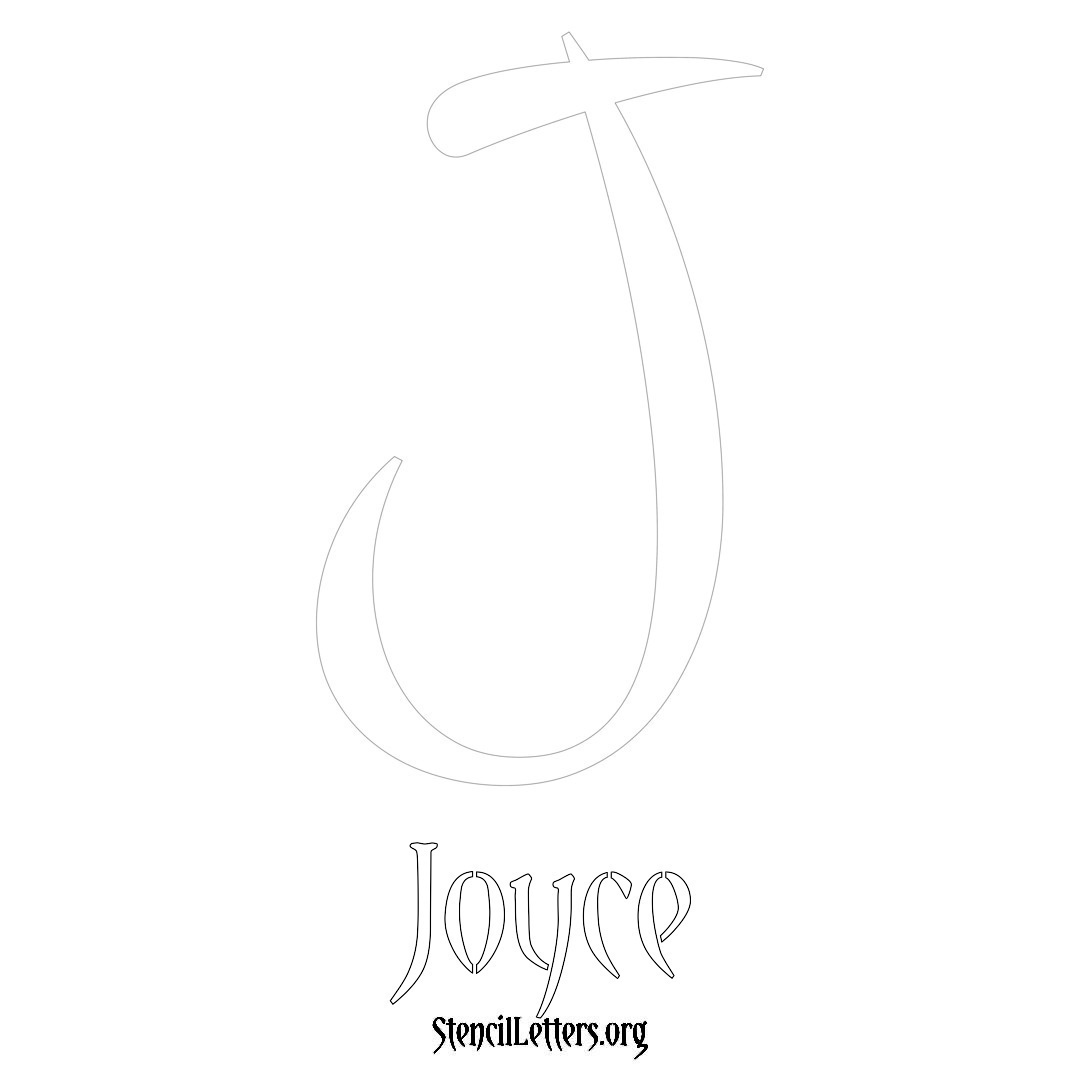 Joyce printable name initial stencil in Vintage Brush Lettering