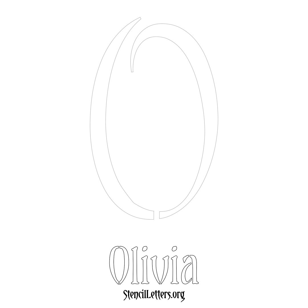 Olivia printable name initial stencil in Vintage Brush Lettering