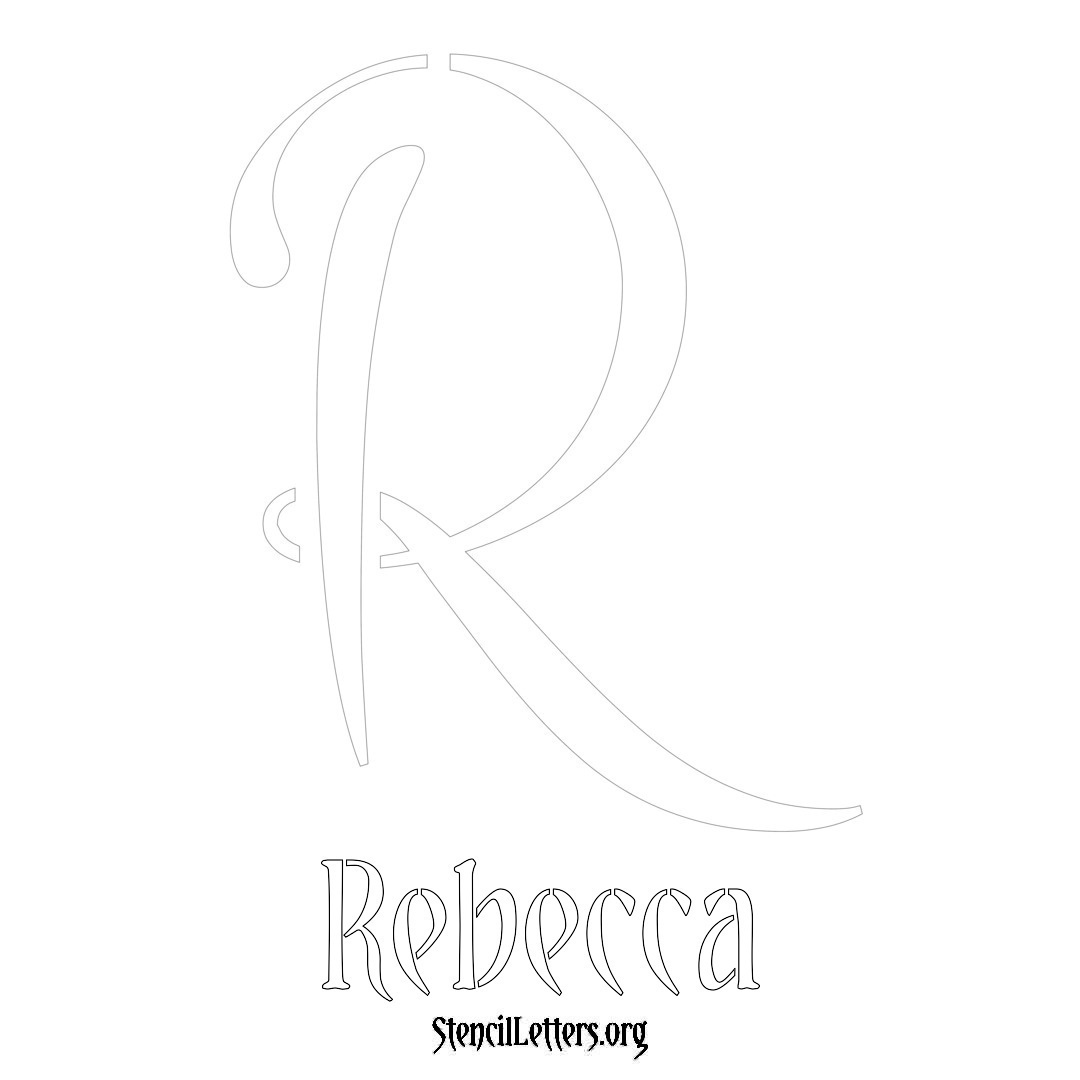 Rebecca printable name initial stencil in Vintage Brush Lettering