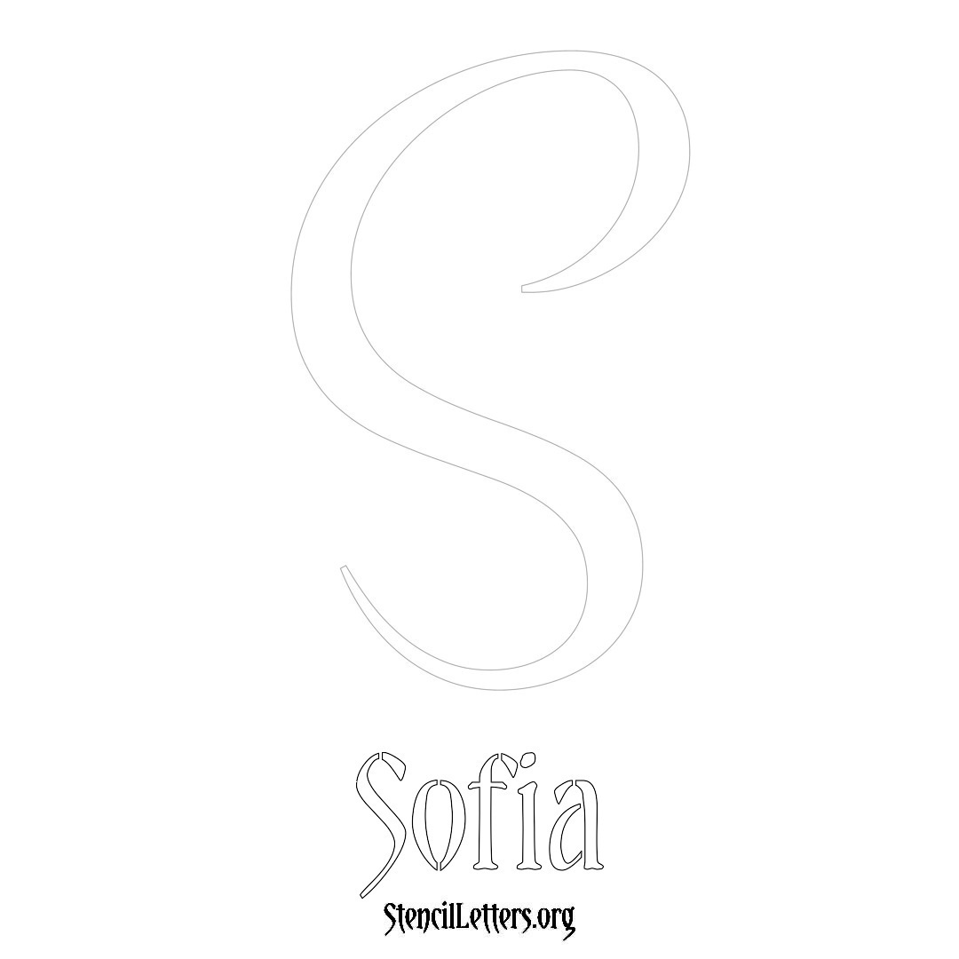 Sofia printable name initial stencil in Vintage Brush Lettering