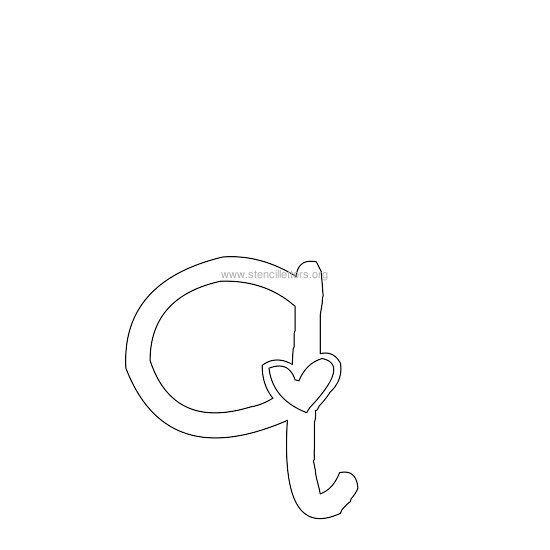 heart design stencil letter q