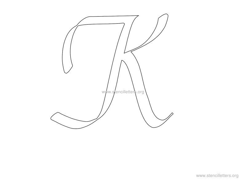 cursive wall stencil letter k
