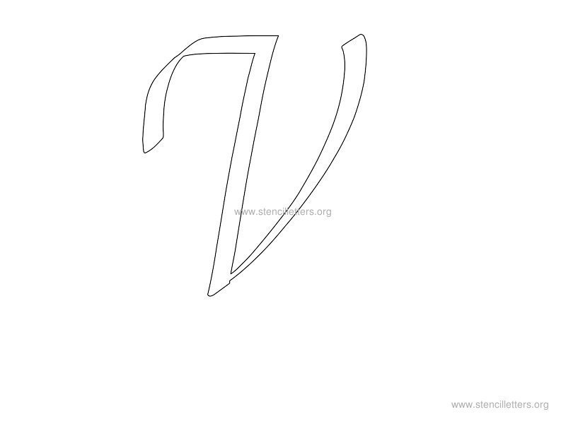 cursive wall stencil letter v