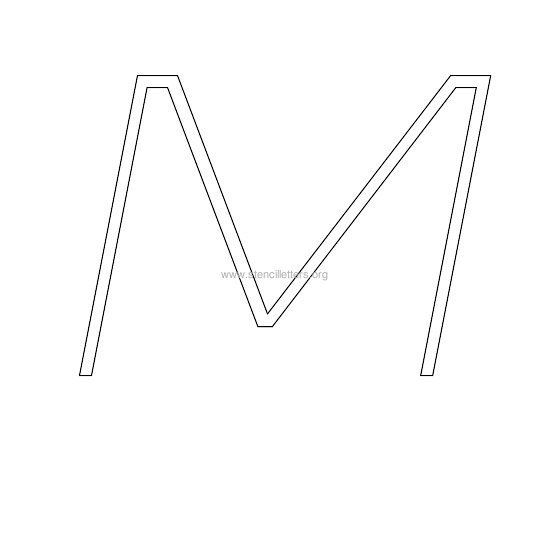 uppercase italic wall stencil letter m