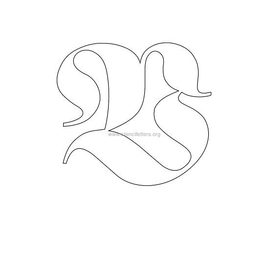 uppercase old-english wall stencil letter v